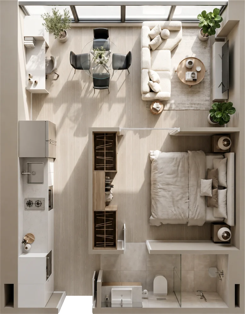 Plano del apartamento King de LINK